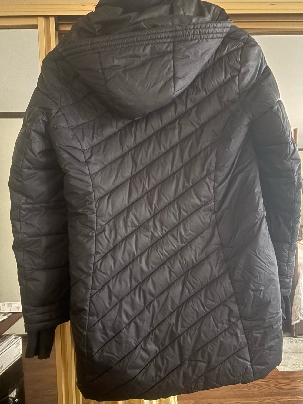 Spyder Black Quilted Chevron Long Puffer Jacket - Picture 3 of 4